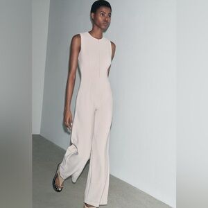 Zara Cream Sleeveless Jumpsuit